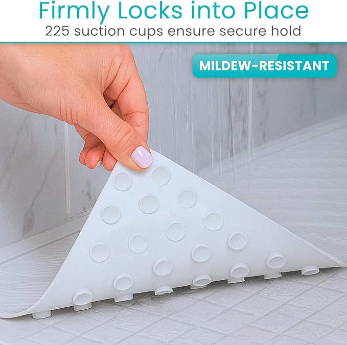 Vive Non-Slip Bath Mat with Suction Cups - 28" x 16" Extra Large Rubber Mat for Safety & Comfort - Patented Grip Prevents Slips and Falls for Kids, Elderly, Men, Women - XL Non Skid Shower & Tub Cover