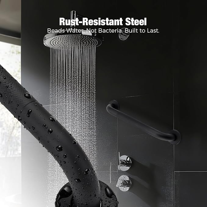 Grab Bars for Shower 2 Pack 32-Inch, Stainless Steel Anti-Slip Safety Shower Handle for Elderly Bathroom Wall Support Handicap Handicap Grab Bars for Seniors, Matte Black