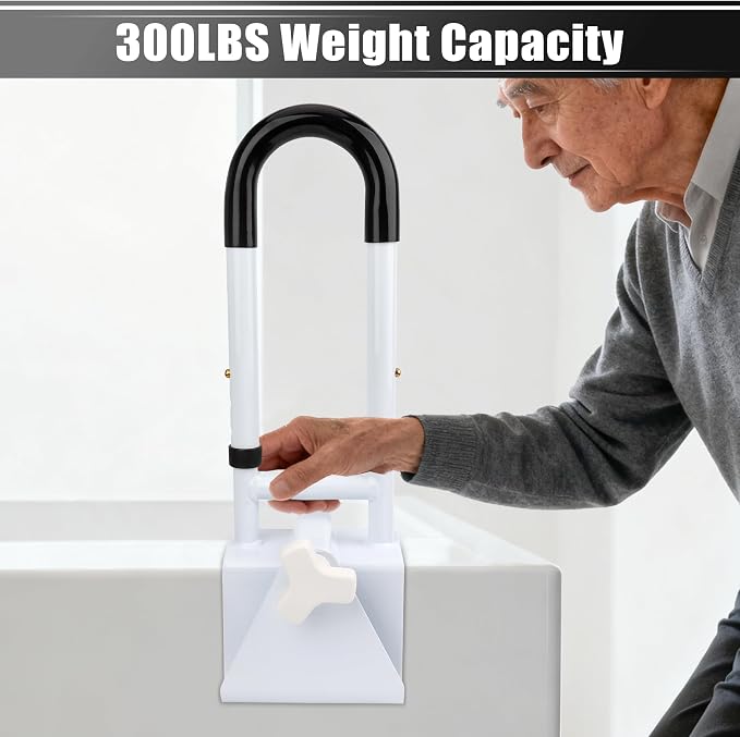Windspeed Height Adjustable Bathtub Safety Grab Bar for Seniors Bathtub Rails Handles Shower Grab Bars for Elderly, Disabled, Assistance Getting in and Out of Tub, Fits 3.1 to 6.7 Inch Tub Walls