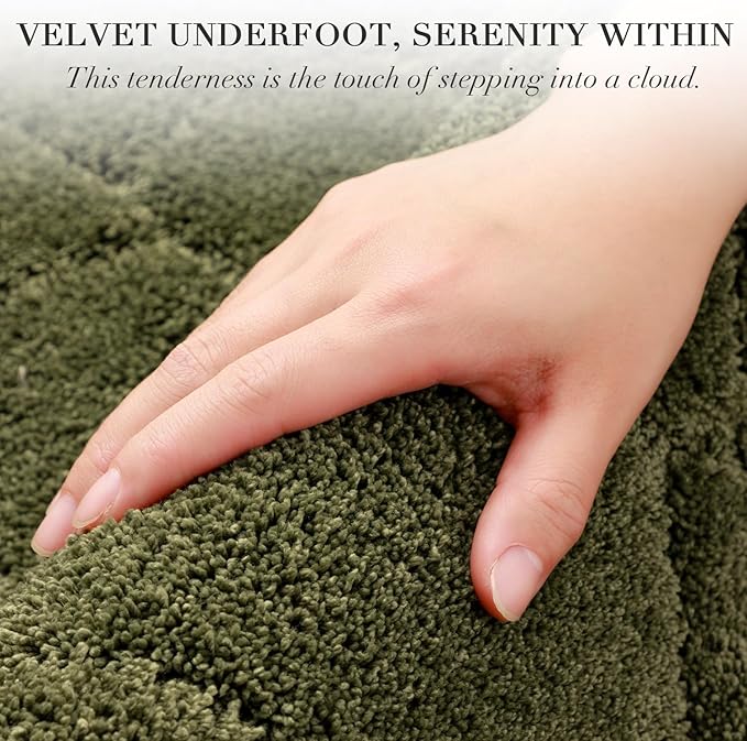 BSICPRO Large Bathroom Rugs Runner, 22x47 Inches Long Bath Mats for Bath Non Slip, Soft Absorbent and Quick Dry Microfiber Rugs, Machine Washable (Olive Green)