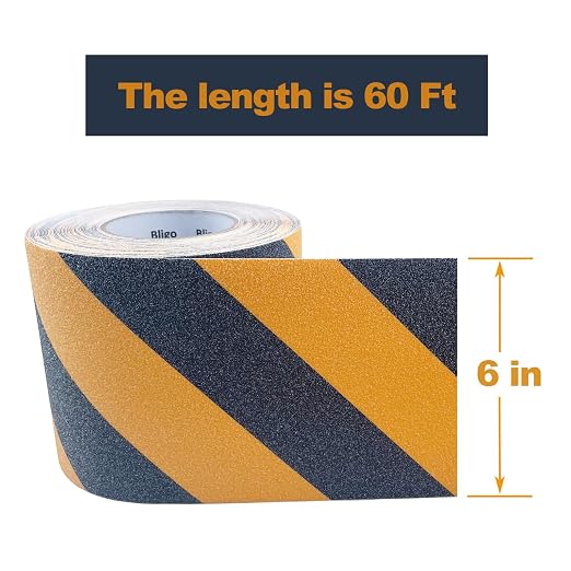 Anti Slip Safety Grip Tape 6 Inch x 60 Ft, Non Skid Tread for Stairs, Steps, Floors, Caution Dangerous Zones, Indoor and Outdoor Use (Yellow and Black)