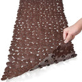 SONGZIMING Bathtub Mat Non Slip Pebble Bath Shower Mat with Drain Holes, Suction Cups Mat for Tub (16" W x 35" L,Brown)