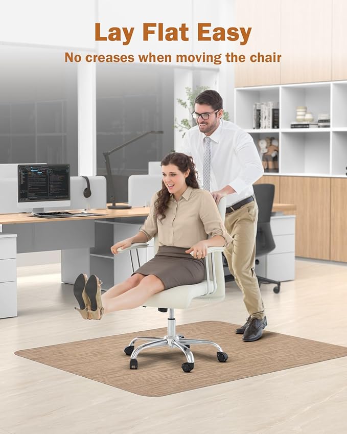 Blvornl Office Chair Mat for Hardwood Floor, 45"*53.1" Desk Computer Chair Mat, Large Anti-Slip Hard Floor Protector, PVC Mat Desk Rug for Office and Home, Red Brown