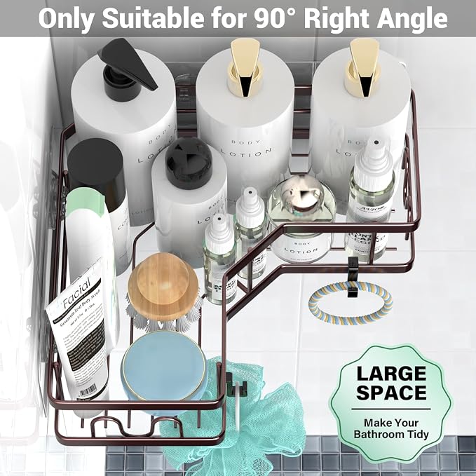 AKTECKE Corner Shower Caddy Organizer Shelf: Adhesive No Drilling Shower Rack Bathtub Shelves - 3Pack Rustproof Bathroom Shower Shelf