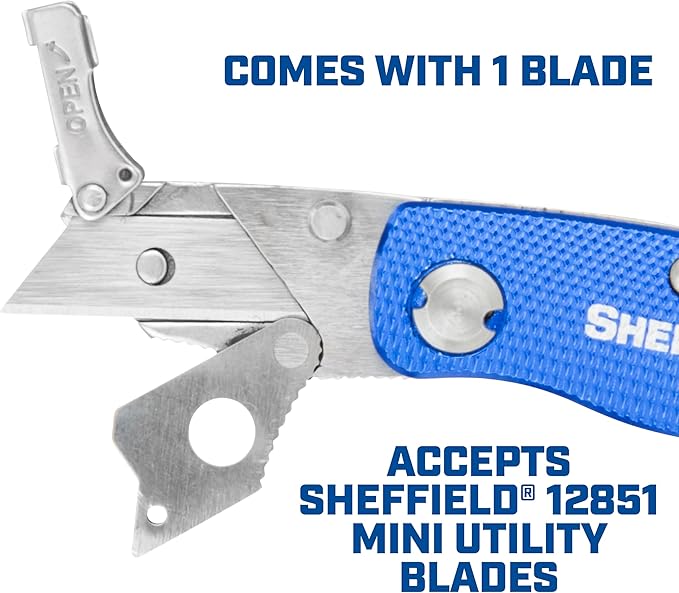Sheffield Mini Box Cutter, Mini Utility Knife Aluminum Handle, Accepts Mini Utility Blades, Keychain Knife for Home, Office, Trades, and Warehouse