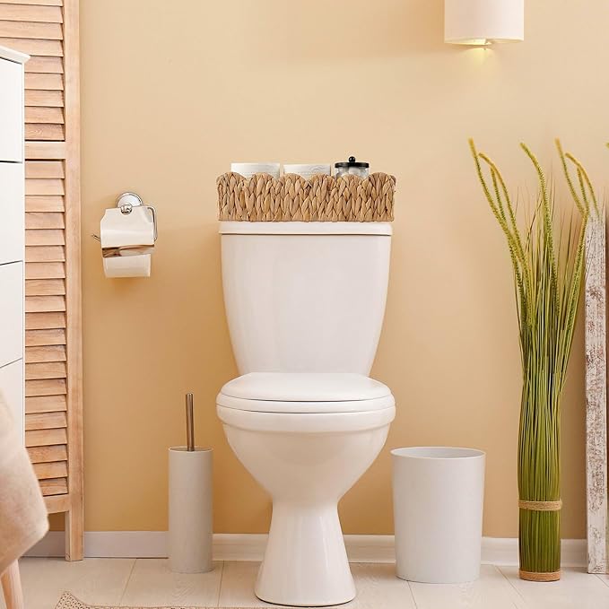 Toilet Paper Storage Basket Bathroom Counter Organizer Wicker Baskets for Organizing Cute Basket for Bedroom Nursery Room Kitchen Bathroom Decor -Natural
