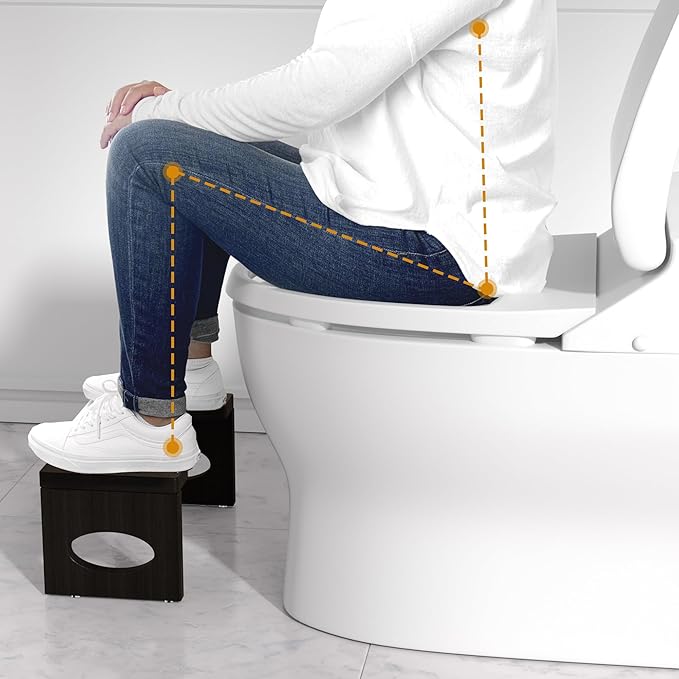 ROMGUAR CRAFT 7 Inch Bamboo Toilet Stool, Foldable Poop Stool, Bathroom Step Stool Squat (Brown)