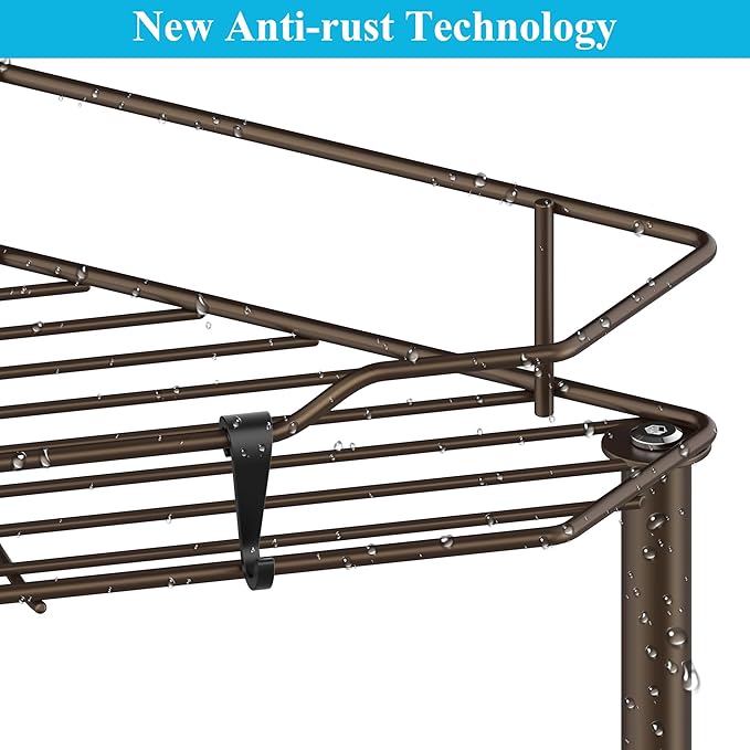 HuggieGems 5 Tier Floor Standing Corner Shower Caddy Organizer Shelf with Hooks, Bathroom Shelves Stand Rack, Bronze