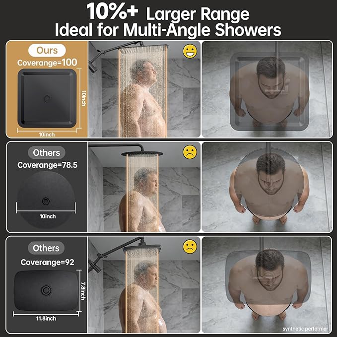 Veken All Metal 10" Black Shower Head with Handheld, Luxurious Square Double Rain Shower Heads with Spray Combo, Dual High Pressure Detachable Rainfall Showerhead with Arm,Bathroom Upgrade,Matte Black