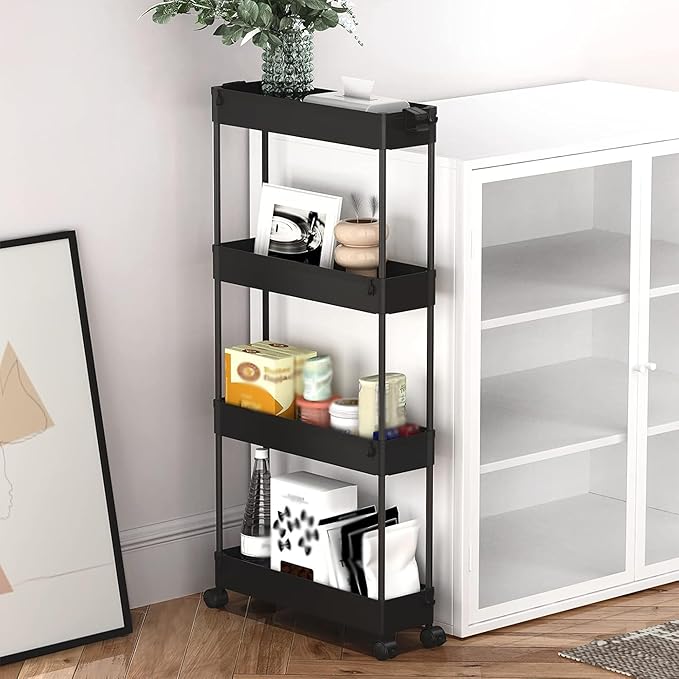 SPACELEAD 2-piece Set Slim Storage Cart 3 Tier,Bathroom Organizer Rolling Utility,Mobile Shelving Unit Slide Out for Office, Kitchen, Laundry Room & Narrow Places