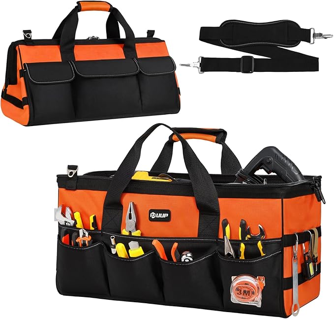 UUP Heavy Duty Tool Bag 20-Inch, Extra Large 16-Pocket Portable Empty Tool Box Organizer Storage, Toolbox Organization, Soft Handle Carrying Toolbag with Zipper, Father Dad Men Mechanic Birthday Gift