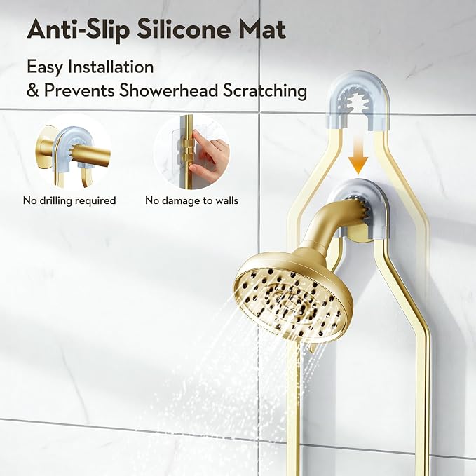 Shower Caddy Hanging, Shower Organizer Hanging, Aluminum Shower Racks for Inside Shower with Hooks for Razor, Never Rust Bathroom Organizers and Storage with Soap Holder, Gold