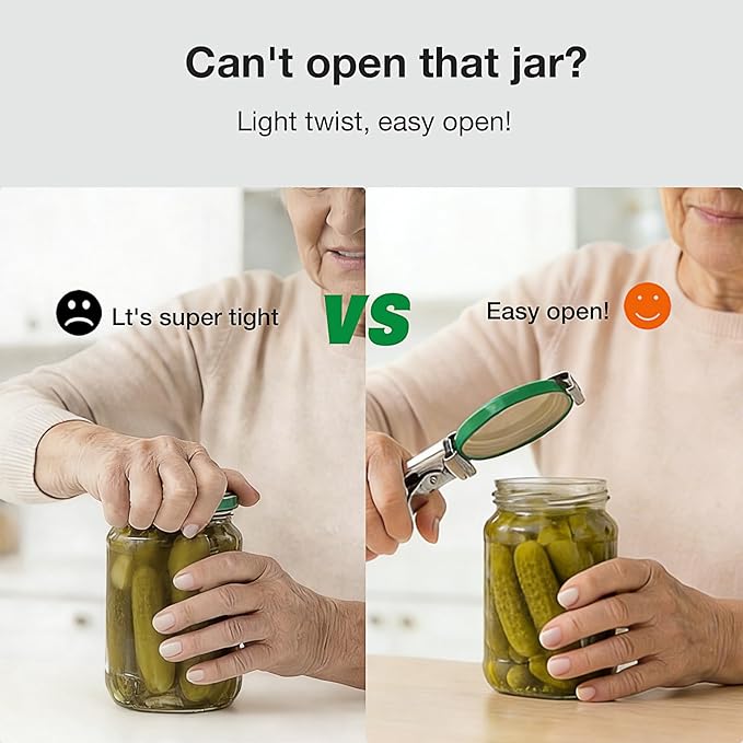 2 Pcs Extended Jar Openers for Weak Hands, Adjustable Stainless Steel Bottle Opener, Can Opener for Seniors with Arthritis, Large and Small Lids Gripper Household Tool, Kitchen Accessories
