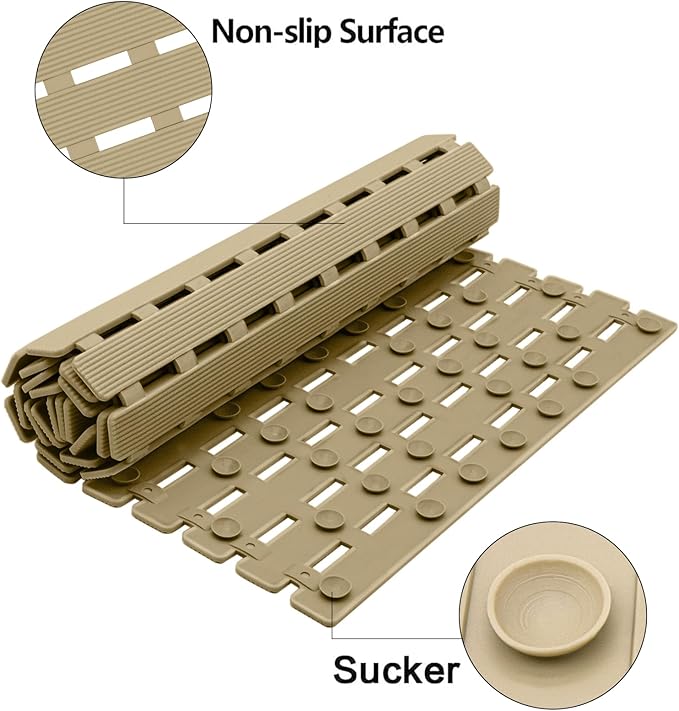 BEMISO Shower Mat Non Slip Bathtub Mat with Suction Cups and Drain Holes 37.4 x15.7 Inch Bath Mat for Tub & Shower.Easy Dry,Easy to Cut,Eco-Friendly