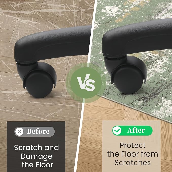 Office Chair Mat for Hardwood Floor & Tile Floor,48"X 60" Heavy Duty Desk Chair Mat for Hard Floors, Under Desk Rug for Rolling Computer Chair,Anti Slip,Low Pile Carpet Floor Protector-Abstract Green