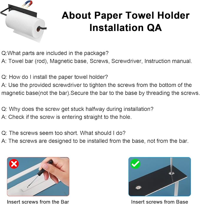 Paper Towel Holder Magnetic, Magnetic Paper Towel Holder for Fridge, Toilet Paper Roll Holder Magnet Towel Rack Wall Mount Shelf Bar for Towels Rolls Bathroom RV Dorm Kitchen Wall Decor, White 2 Pack