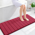 OLANLY Memory Foam Long Bathroom Rugs Runner 47x20, Super Soft Absorbent Bath Mat, Quick Dry, Machine Washable Shower Floor Rugs, Bathmat Carpet, Bathroom Home Decor Accessories, Burgundy
