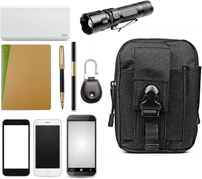 Tactical Molle Pouch EDC Men Belt Waist Bag Compact Outdoor Multipurpose Utility Gadget with Cell Phone Holster Holder