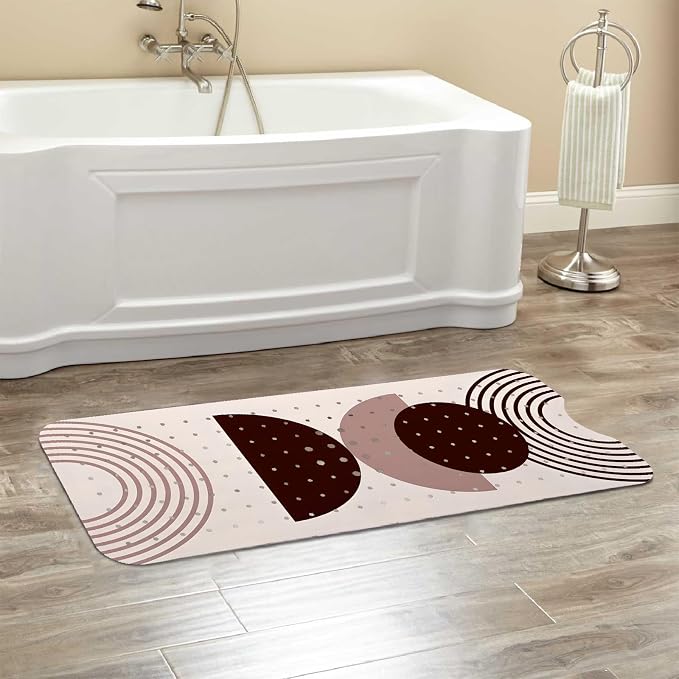 Rainbow Bathtub Mat Non Slip, Baby Bath Mat for Tub Rubber Tub Mat, Kids Bath Mats for Bathroom Modern Abstract Anti Slip Shower Mat with Suction and Drain Holes Machine Washable, 40″X16″