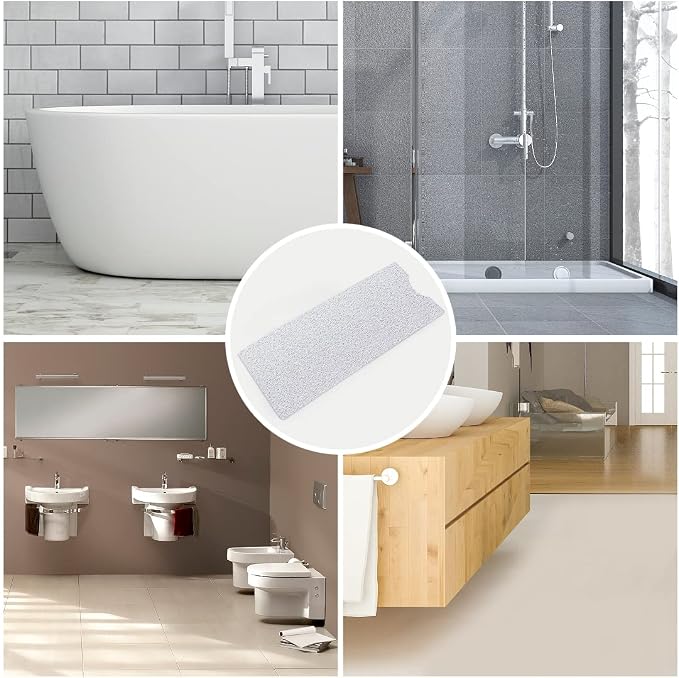 Bathtub Mat Non Slip Shower Mat Soft PVC Loofah Bath Tub Mats with Drain for Bathroom Tub 40 x 16 Inch (White)
