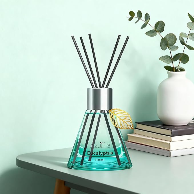 Azulfra Reed Diffuser Set, Eucalyptus Scented Diffuser for Home, Home Fragrance Scent Essential Oil Stick Diffuser for Room Shelf Decor, 3.4 oz
