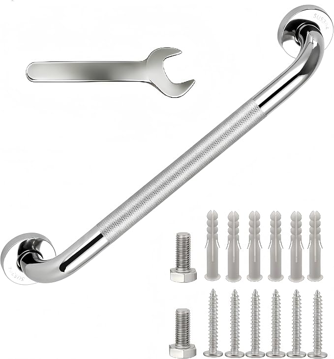 24 Inch Brushed Nickel Stainless Steel Handrail,1.25 inch Diameter, Safety Grab Bars for Wall, Handicap Grab Bars for Bathroom, Shower, Toilet, RV Handrail, Stair Railing Indoor & Outdoor