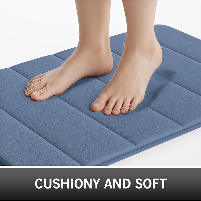 RUN HELIX Bathroom Rugs Set 2 Piece Memory Foam Bath Non-Slip Bath Mat,Washable Room Mats,Absorbent Shaggy Rugs Super Soft Kitchen Mats, Batroom Carpets for Bathroom,Tub,Shower Home Decor（Dark Blue）