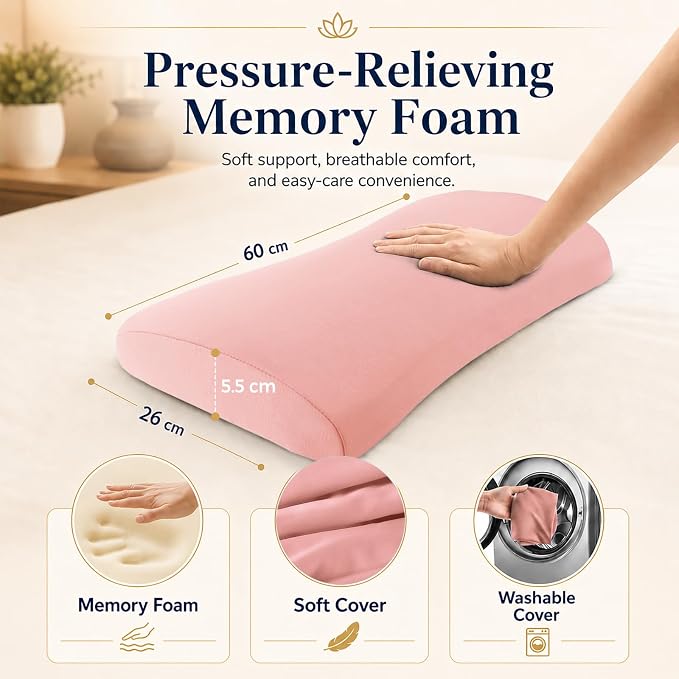 Lumbar Support Pillow for Bed Relief Back Pain: Lower Back Pillow for Sleeping - Memory Foam Waist Pillow - Back Wedge Bolster Pillow for Side, Back&Stomach Sleepers - Bed Rest Pillow for Car, Sofa