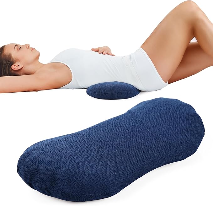 COMFYTHERA Lumbar Support Pillow for Sleeping Memory Foam Lumbar Support Cushion for Lower Back Pain Relief, Back Support Bed Pillow Waist Support (Dark Blue, Large)