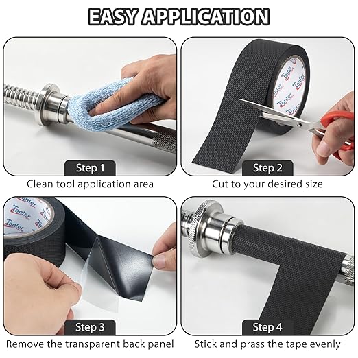 2 Inch x 16.5 FT Black Rubber Grip Tape, Ultra Strong Adhesive Anti-Slip Textured Tape, Waterproof & Heat Resistant Cushion Pad for Handles