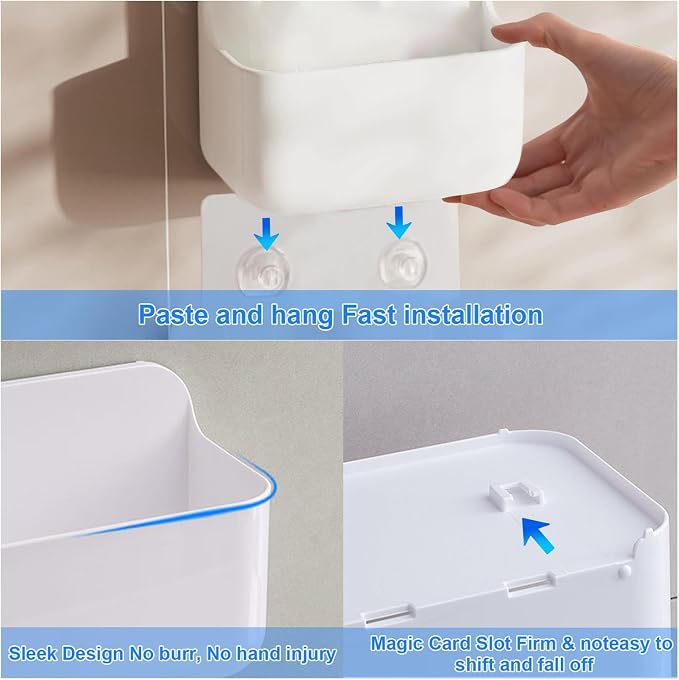 2pc Clear Wall Mount Organizer, Adhesive Cabinet Door Organizer,Self Adhesive Organizer for Wall,Shower Caddy No Drilling Hang Walls for Bathroom, Kitchen, Living Room