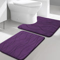 YIHOUSE Memory Foam Bathroom Rug Sets, Purple, 2 Piece-U Shape & Small Mat | Ultra Soft, Absorbent, Non-Slip, Machine Washable