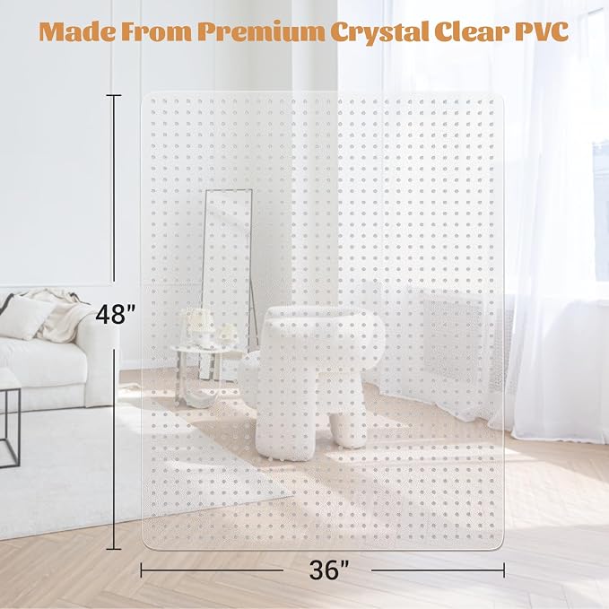 KMAT Office Chair Mat for Carpet, Computer Desk Mat,Clear Desk Chair Mat for Home Office Rolling Chair,Heavy Duty Floor Protector-Easy to Clean,Anti-Slip-36 x48 Rectangle
