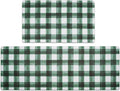 FRESHMINT Modern Farmhouse Plaid 2 Piece Set Kitchen Mats for Floor Anti Fatigue Waterproof & Non-Skid Kitchen Rugs Cushioned Kitchen Mat for Standing Washable Comfort Desk Kitchen Runners