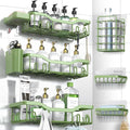 NESOMI Shower Caddy Adhesive Shower Organizer 8-Pack, Rustproof Stainless Steel Bathroom Shelves, Large Capacity No-Drill Rack Storage Accessories with Soap Dish Toothbrush Holder Hooks