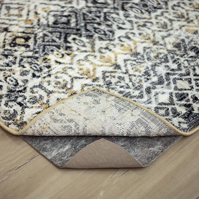Mohawk Home Non Slip Rug Pad 2' 6" x 9' 6" - 3/8" Thick Felt + Latex Rubber Gripper - Dual Surface Cushion for Hardwood, Carpet, Tile Floors, Made in USA