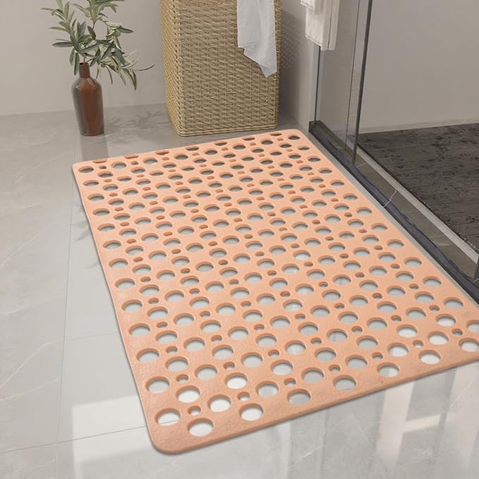Casa and Beyond Shower Mat Non Slip Bath Mat Secure Shower Mat Easy to Clean Drains Fast Easy Dry Cut Soft Machine Washable Bathtub mat for Inside Shower (Beige,20.9 * 20.9 in)
