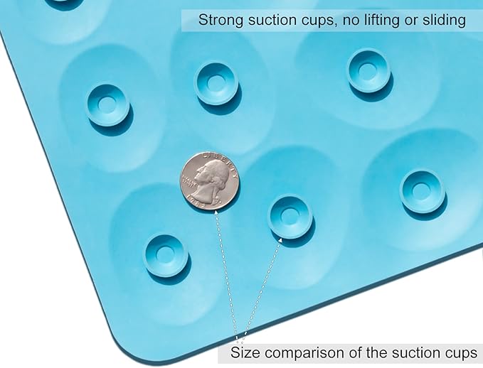 Non-Slip Bathtub Mat OTHWAY Soft Rubber Bathroom Bathmat with Strong Suction Cups (Blue)