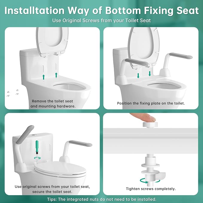Toilet Safety Rails for Seniors, Super Heavy Duty Handicap Toilet Rails with Foldable Handles, Space Saving, Stylish and Durable, Anti Slip Toilet Safety Frame with Arms for Seniors Disabled Pregnant
