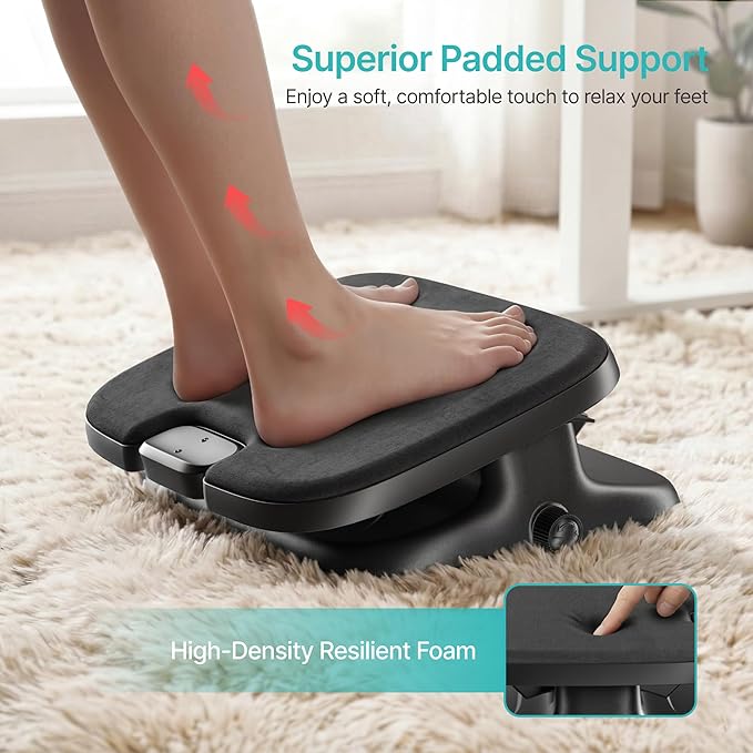 PEGZONE Under Desk Footrest, Adjustable Foot Rest with Height and Degree Angle,Ergonomic Desk Foot Rest with Memory Foam, Foot and Leg Rest for Home & Office
