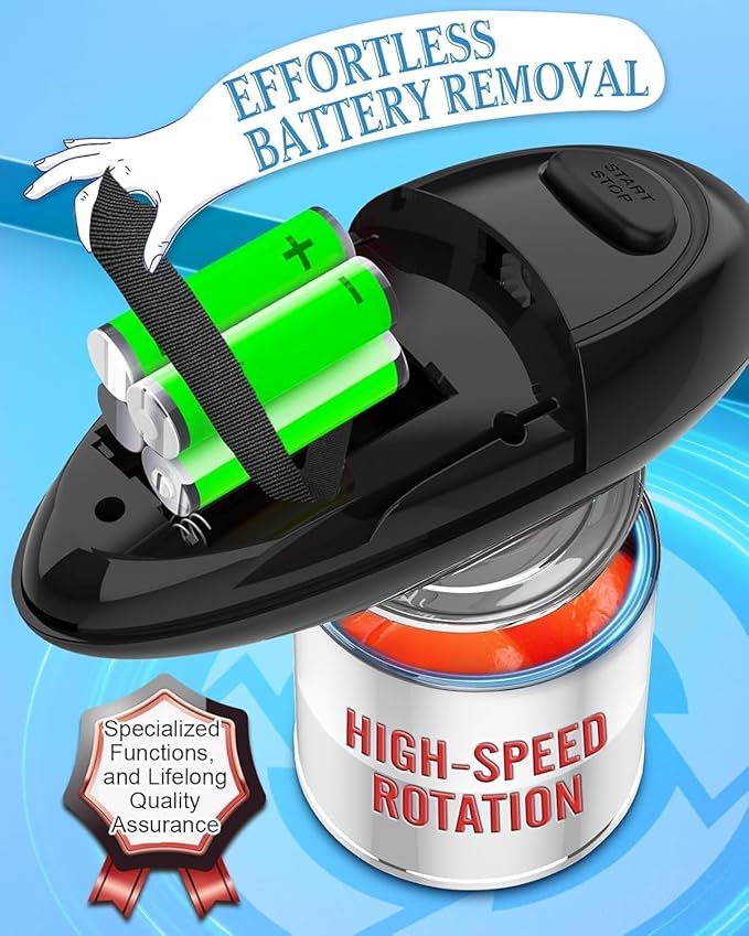 Electric Can Opener, Automatic One Touch Can Opener with Smooth Edge Safety Cut, Hands Free Battery Operated Can Opener for Seniors, Arthritis & Weak Hands, Fits Most Can Sizes