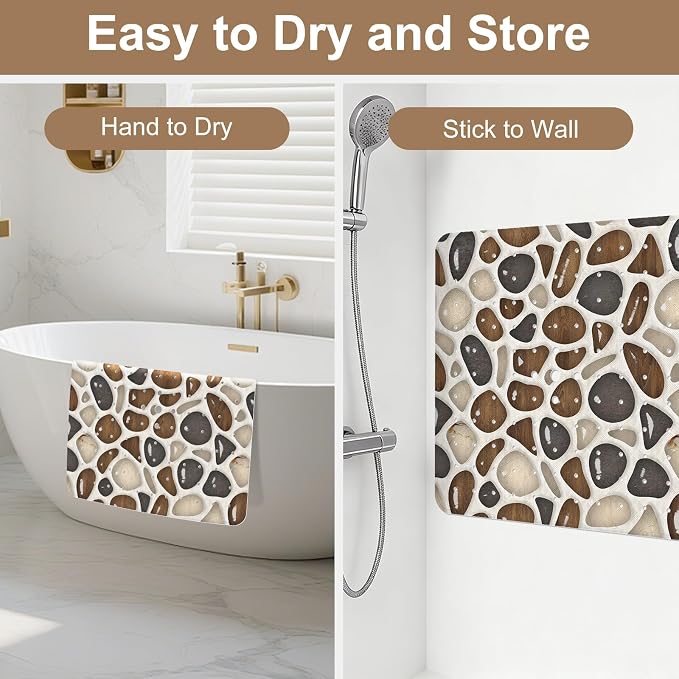 Square Shower Mat, 21x21 Inch Non Slip Shower Mats for Inside Shower Stall, Soft PVC Anti Slip Shower Mat with Sucion Cups, Machine Washable Bathroom Shower Floor Mat for Elderly Kids