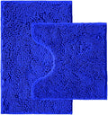Bathroom Rugs Sets 2 Piece,Super Absorbent Chenille Bath Mats and U-Shaped Toilet Rug,Strong PVC Non Slip Backing,Microfiber Washable Dry Quickly Bath Mats for Bathroom(20"x32"+20"x20"U, Royal Blue)