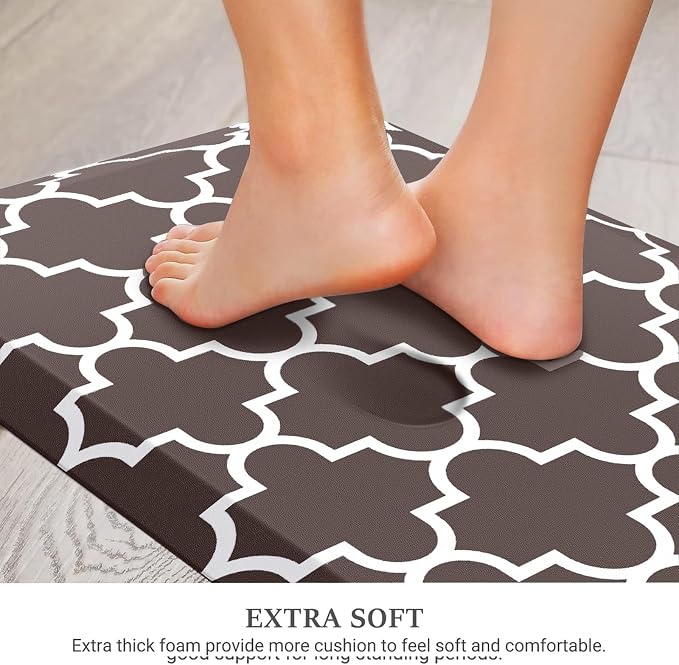 WISELIFE Anti Fatigue Floor Mat - 4/5 Inch Kitchen Mat Non Slip Waterproof Heavy Duty Ergonomic Comfort Mat Durable for Home, Office, Sink, Laundry,(17.3" x 60", Chocolate)