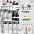 YASONIC Shower Caddy, Large Capacity Bath Organizer with Soap Holder and 12 Hooks, 6 Pack Rustproof Bathroom Shelves for Inside Shower, No Drilling&Sleek Bathroom Organizers and Storage White