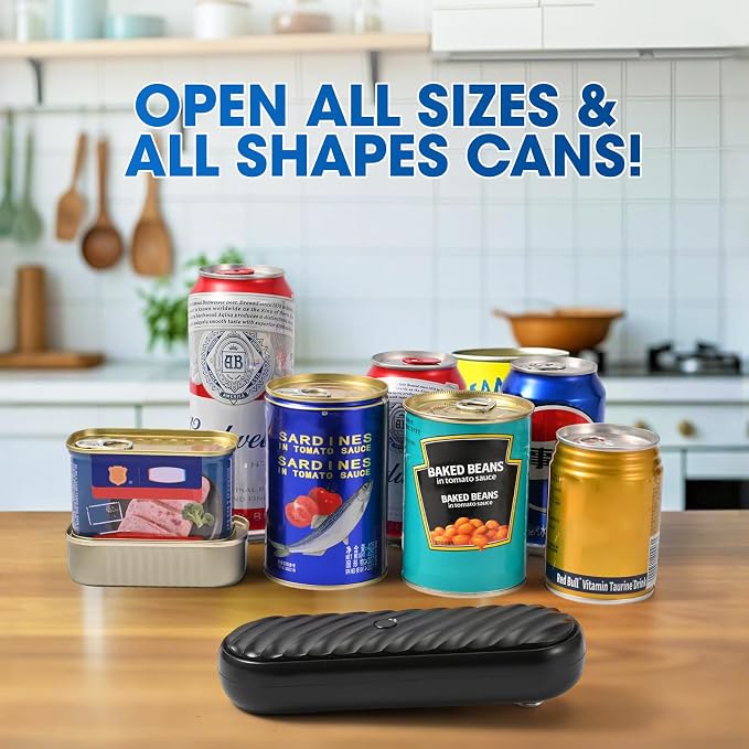 Rechargeable Electric Can Opener, Removable and Replaceable Blade, Smooth Edge, Automatic Can Opener for Kitchen Arthritis and Seniors, Best Kitchen Gadget for Almost Size Can-Black