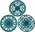Extra Thick Silicone Trivet Mat for Hot Dishes, Hot Pots and Pans, Pot Holder, Hot Pad to Protect Your Table and Countertop, Kitchen Decor and Accessories,Teal, Set of 3