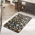 MontVoo -Bath Mat-Non Slip Thin Bathroom Rugs Fit Under Door- Quick Dry Absorbent Faux Suede Surface Grey Bathroom Floor Mats-Shower Rug for in Front of Bathtub Shower Black & Multi Color 16x24