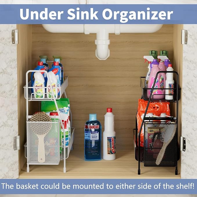 EKNITEY Bathroom Countertop Organizer Shelf - 3 Tier Counter Spice Rack Metal Makeup Rack Small Coffee Station Organizer for Sink/Bedroom/Living room/Kitchen/Office