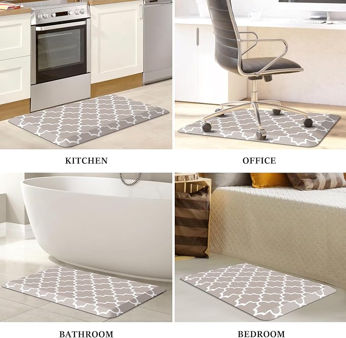 WISELIFE Anti Fatigue Floor Mat - 4/5 Inch Thick Kitchen Mat Non Slip Waterproof Heavy Duty Ergonomic Comfort Mat Durable for Home, Office, Sink, Laundry,(22" x 36", Khaki)